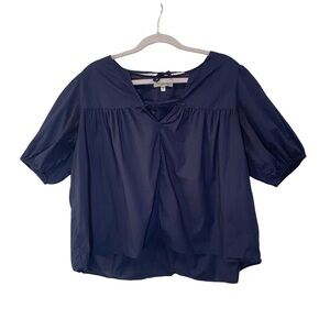 Habitual navy babydoll double tie puff sleeve  top size L